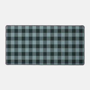 Blau-schwarzes kariertes Gingham-Muster Schreibtischunterlage
