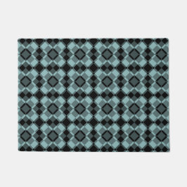 Blau-schwarzes Karo-Argyle-Muster Fußmatte