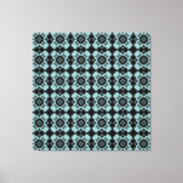 Blau-schwarzes Karo-Argyle-Muster Leinwanddruck (Vorderseite)