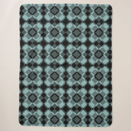 Blau-schwarzes Karo-Argyle-Muster Sherpadecke
