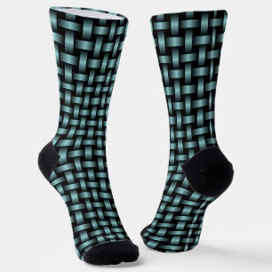 Blau Schwarzes Webmuster Socken
