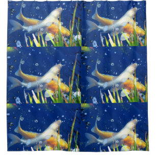 Blau schwimmen duschvorhang