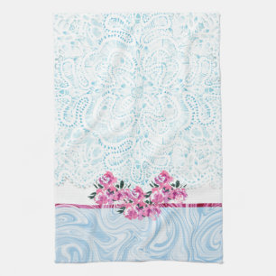Blau Shabby Chic Lacey Pink Blumenkocher Handtuch
