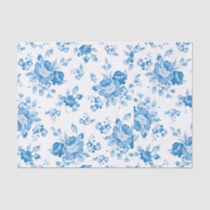 Blau,Shabby Chic,Rose,viktorianisch,Muster,elegant Seidenpapier