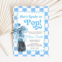Blau Sie ist bereit zu platzen Baby Shower Einladu