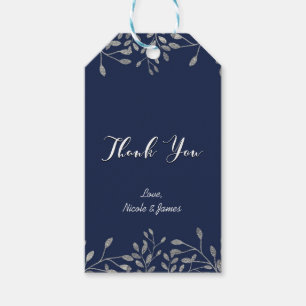 Blau & Silber Botanische Moderne Gastgeschenk Hoch Geschenkanhänger