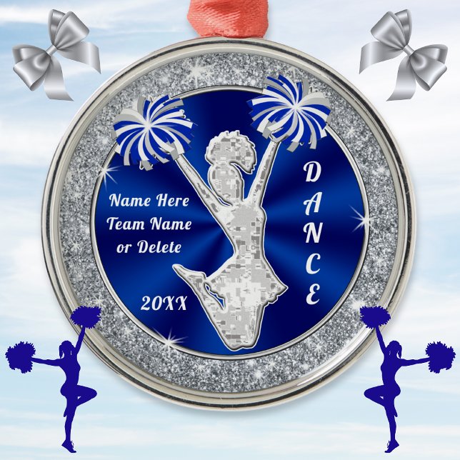 Blau, Silber, Personalisiert Cheerleader Ornament (Von Creator hochgeladen)