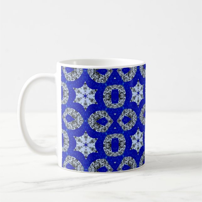 blau-silber-psychedelisches Muster Kaffeetasse (Links)