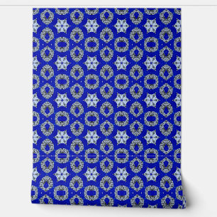 blau-silber-psychedelisches Muster Tapete
