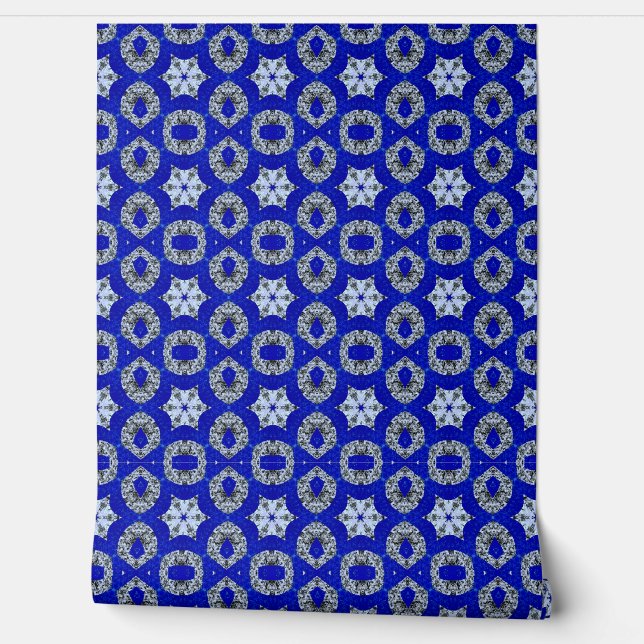 blau-silber-psychedelisches Muster Tapete (Abrollen)
