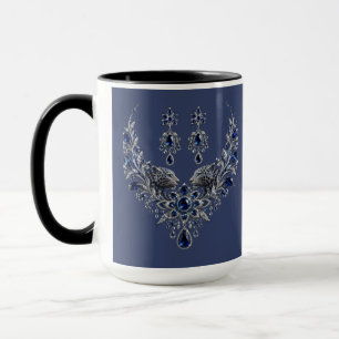 Blau Silber Tiger Kristall-Schmuckset Tasse