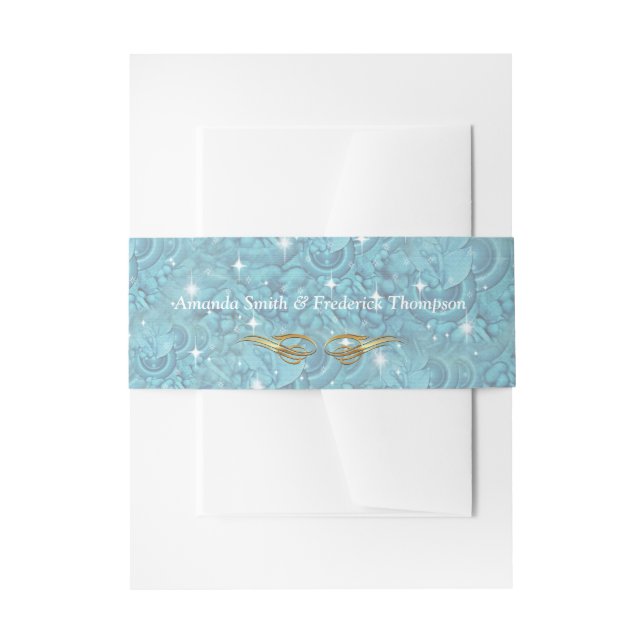 Blau-Silberes Mischmuster mit weißen Glitzern Einladungsbanderole (Vorderseite Beispiel)