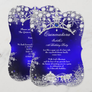 Blau silberne Quinceanera 15. Winter Wonderland Einladung