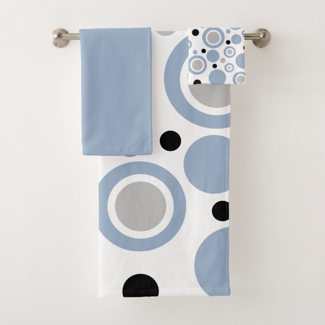 Blau silberweiß, geometrisch, silberweiß badhandtuch set (Insitu)