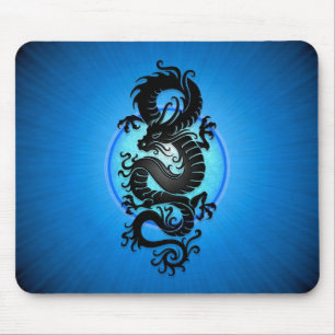 Blau sprengte chinesischen Drachen Mousepad