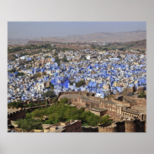 Blau Stadt aus der Mehrangarh-Festung / Jodhpur, Poster
