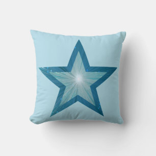 Blau-Sterne-gedrucktes Quadrat blass blau Kissen
