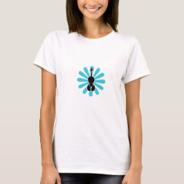 Blau T-Shirt-Gänseblümchen die Violine der Frauen T-Shirt