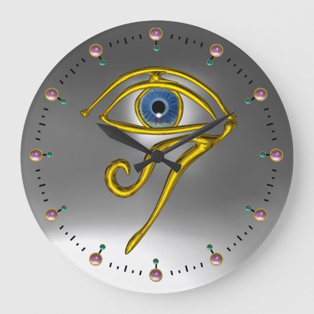BLAU TALISMAN, Weiß Grau Große Wanduhr (Vorderseite)