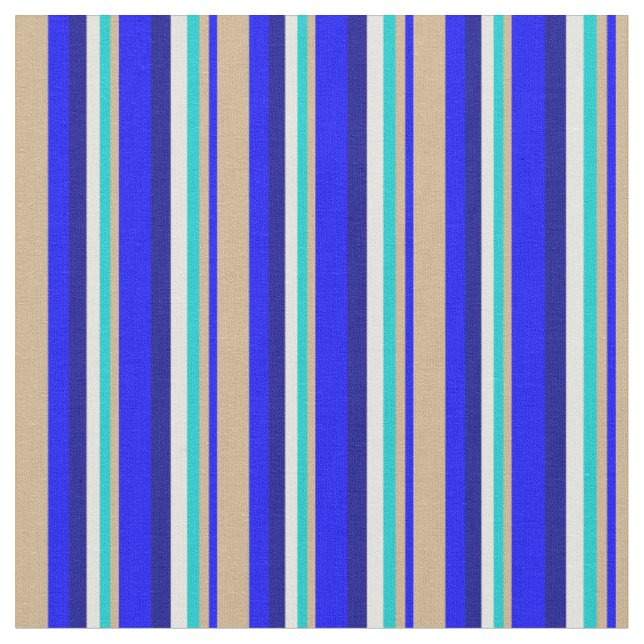 Blau, Tan, Dunkeltürkis, hellgelb, dunkelblau Stoff (Nahaufnahme)