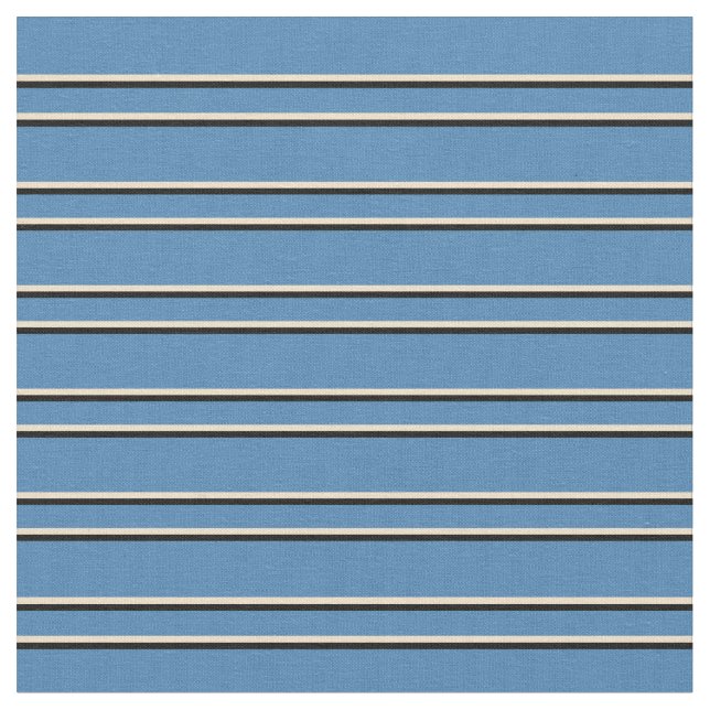 Blau, Tan und schwarze Linien Stoff (Nahaufnahme)
