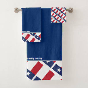 Blau   TEXAS FLAG mit benutzerdefinierbarer Schrif Badhandtuch Set