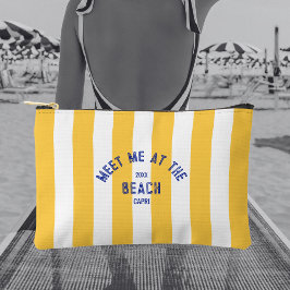 Blau trifft mich am Strand gelben Cabana Streifen Zubehörtasche
