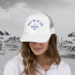 Blau trifft mich am Strand Personalisiert Truckerkappe