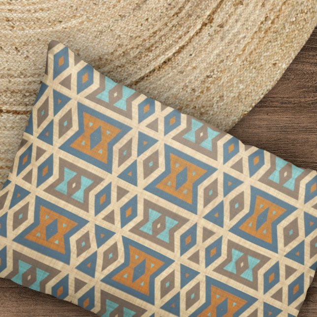 Blau Türkis Aquamarin Orange Brown Tribal Muster Kissenbezug (Von Creator hochgeladen)