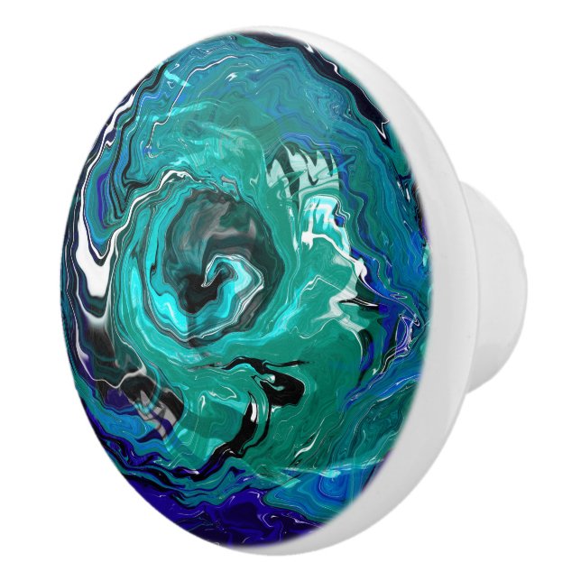 Blau, Türkis, Aquamarin Unendlichkeit Keramikknauf (Rechts)