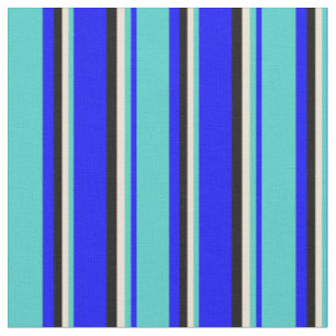 Blau, Türkis, Bisque und schwarz gefärbte Linien Stoff