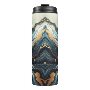 Blau Türkis Gold Achat Moderne Glamour Elegant Str Thermosbecher