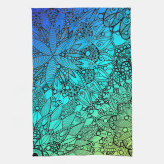 Blau-Türkis-Mandala-Muster Geschirrtuch