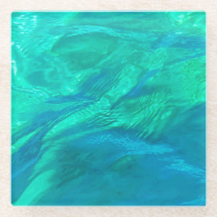Blau, Türkis und Aqua Waves Glasuntersetzer