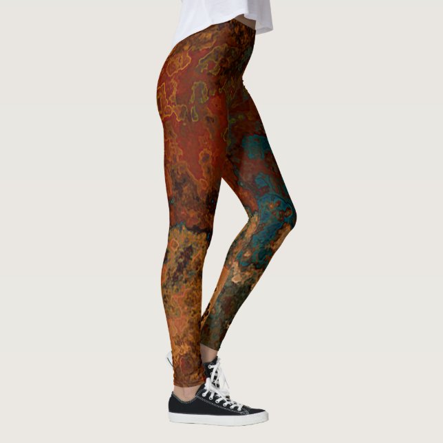 Blau, Türkis und Marmor Abstrakt Leggings (Rechts)