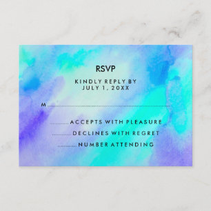 Blau Türkisch Wasserfarbe Aussehen Bat Mitzvah UAW RSVP Karte