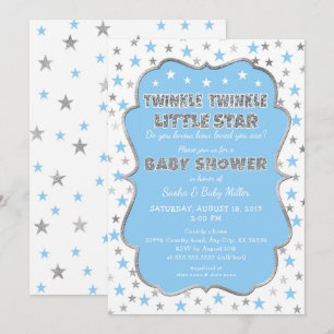 BLAU Twinkle Twinkle Little Star Babydusche Einladung