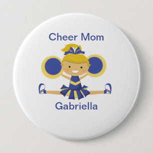 Blau-u. Goldbeifall-Mama-Cheerleader-Knopf Button