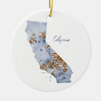 Blau-u. Goldkalifornien-Staats-Karte Keramikornament