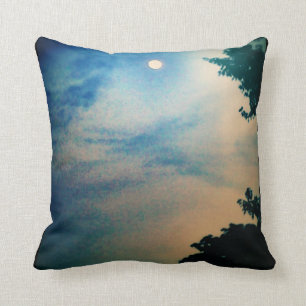 BLAU-u. PFIRSICH-MOND-HIMMEL-KISSEN Art - 2 Kissen