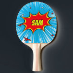Blau u. Rot hat die personalisierte Tischtennis Schläger<br><div class="desc">Dieser retro Comicarthintergrund ist für jeden Superheldsammler oder Fanjungen perfekt. Die hellen Grafiken haben harte Kurse u. mutigen Farbton.</div>