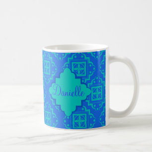 Blau-u. Türkis-Aqua-Arabeske-Marokkaner Kaffeetasse