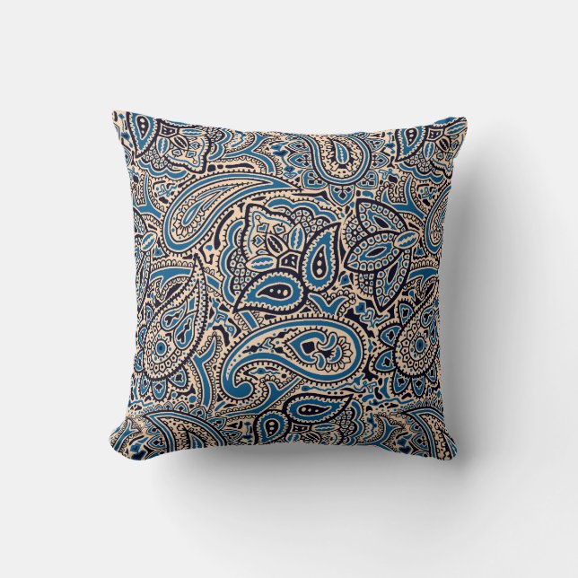 Blau u. Wurfs-Kissen TANs Paisley Kissen (Vorderseite)