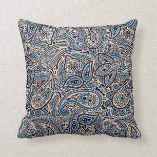 Blau u. Wurfs-Kissen TANs Paisley Kissen