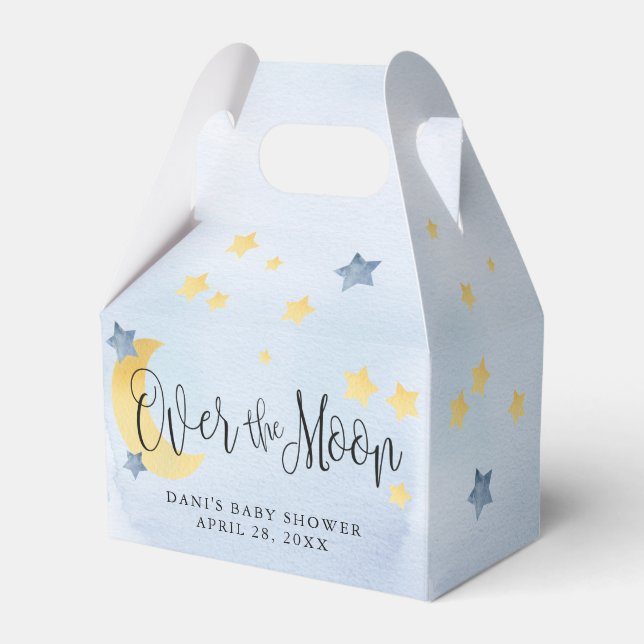 Blau über dem Mond, Babyduschenmoon-Sterne Geschenkschachtel (Vorderseite)