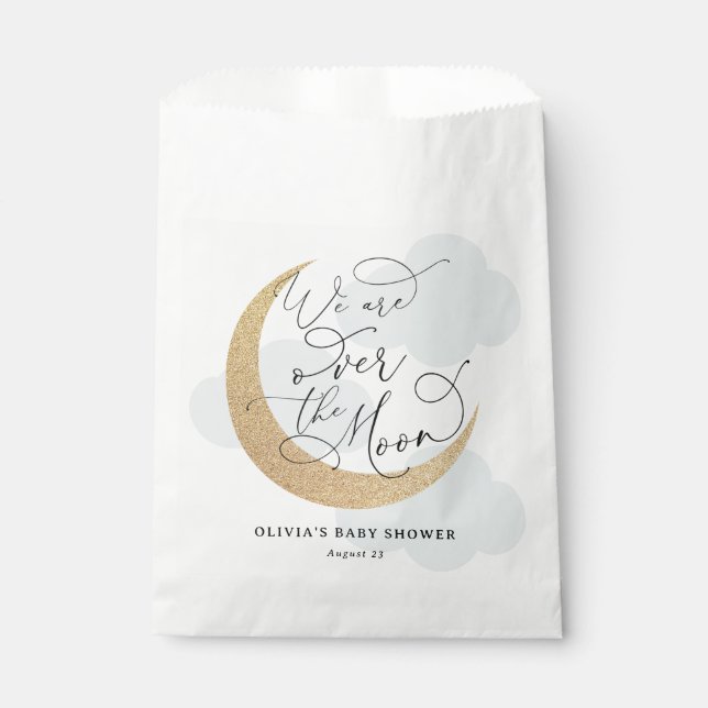 Blau über der Mond Babydusche Geschenktütchen (Vorderseite)