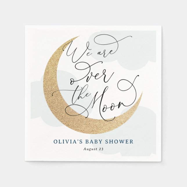 Blau über der Mond Babydusche Serviette (Vorderseite)