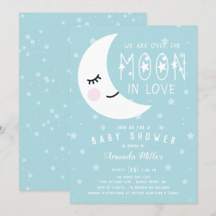 Blau über der Moon Boy Baby Dusche Einladung