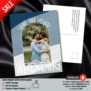 BLAU Über einen Haushalt? Foto Save the Date 2 w Postkarte