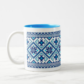 Blau Ukrainische Stickerei (vyshyvanka) Tasse